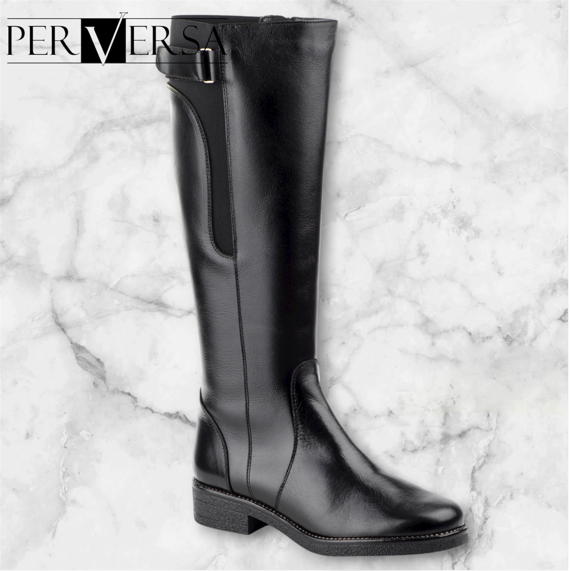 1017 Bota en piel de color negro , fabricada en España tallas 36 al 41.