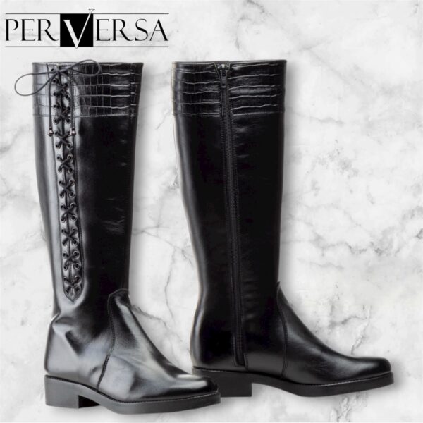1029 Bota en piel de color negro, fabricada en España tallas 36 al 41.