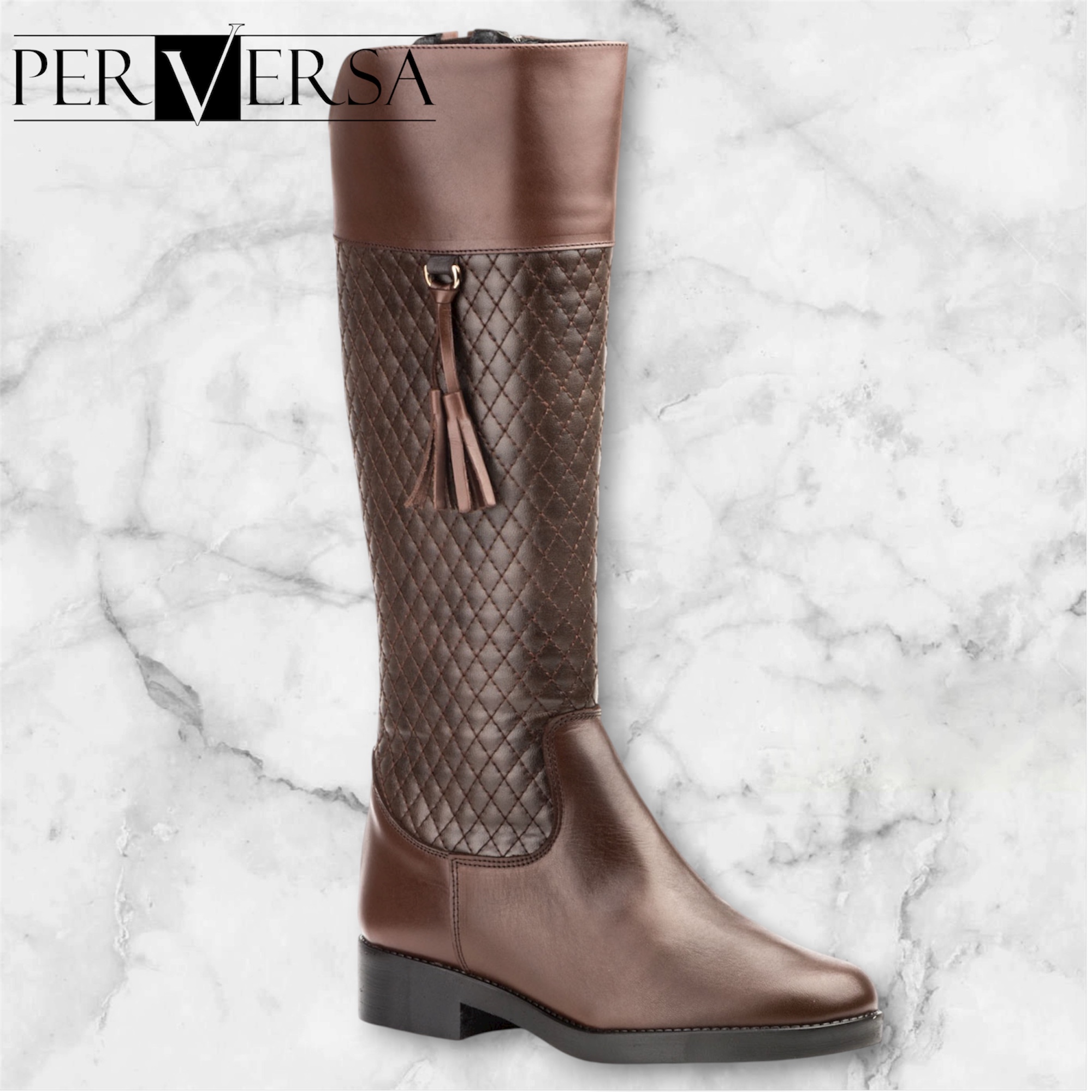 1032 Bota en piel de color marrón, fabricada en España tallas 36 al 41.
