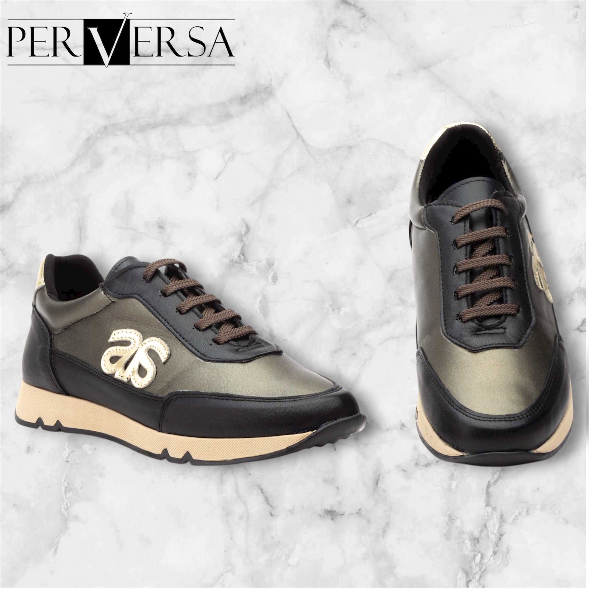 3444 Calzado deportivo casual para señora en piel de color negro metal, fabricado en España tallas 36 al 41.