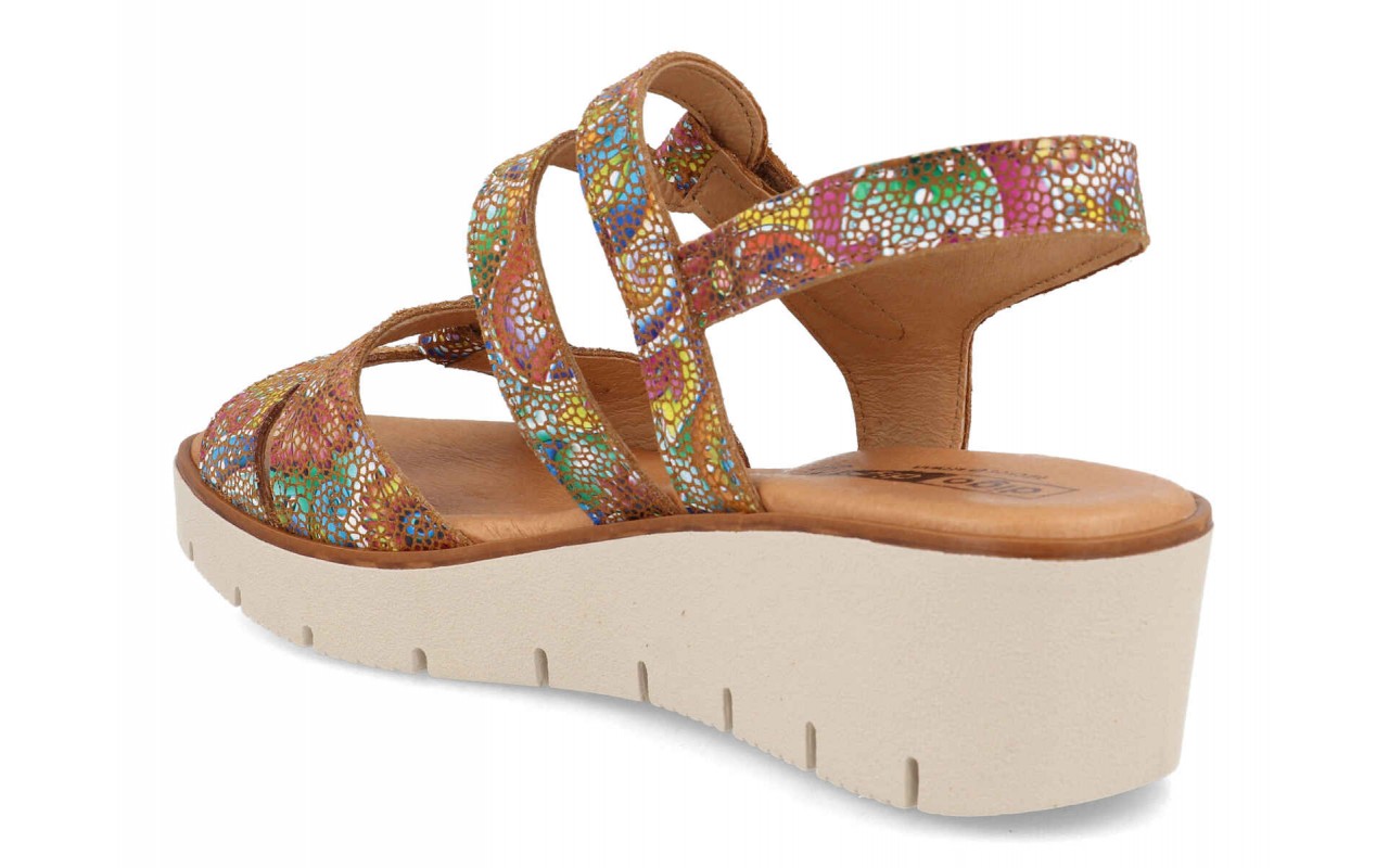 Sandalia de piel cómoda para mujer modelo 455 multicolor con cuña y planta de gel – Fabricada en España 5 Sandalia de piel cómoda para mujer modelo 455 multicolor con cuña y planta de gel – Fabricada en España - Image 5