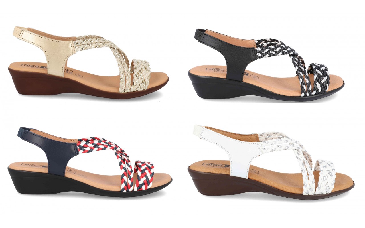 Sandalia de piel cómoda para mujer modelo 323 con cuña baja y planta de gel – Fabricada en España 1 sandalia de piel cómoda mujer modelo 323