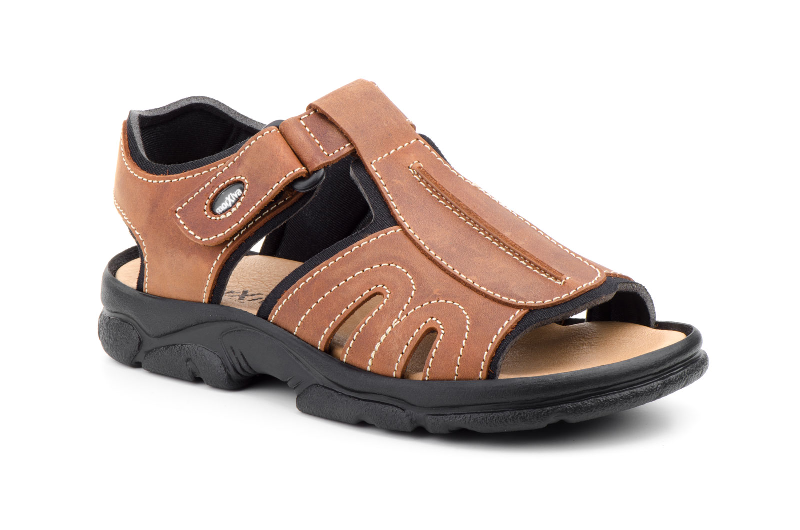 Sandalia californiana de caballero en piel modelo 7017 cómoda con velcro fabricada en España 1 sandalia californiana caballero piel 7017